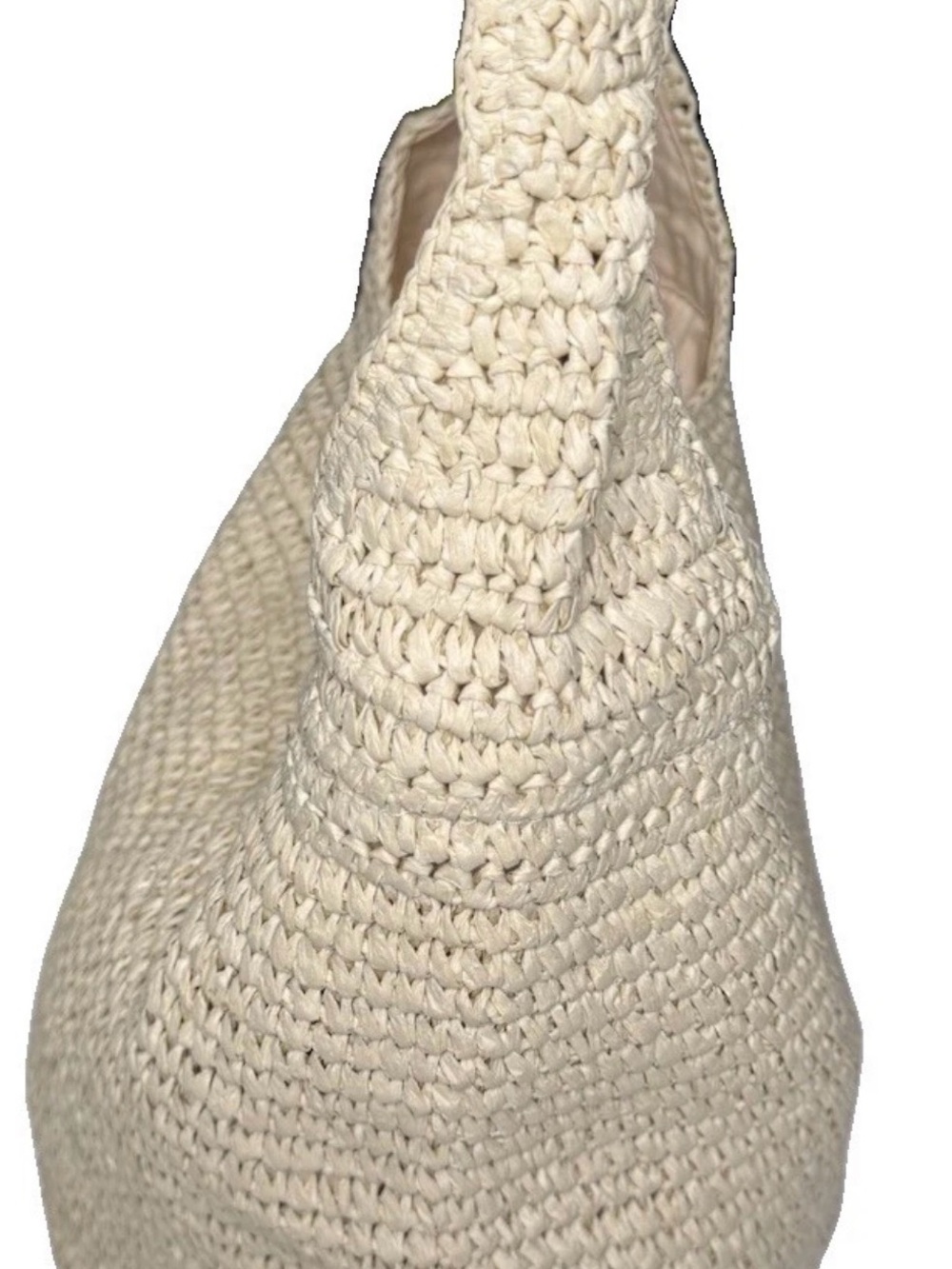 BANANA REPUBLIC RAFFIA TOTE BAG Boho Crochet Shoulder Bag — Cream Straw Tote - Picture 13 of 14